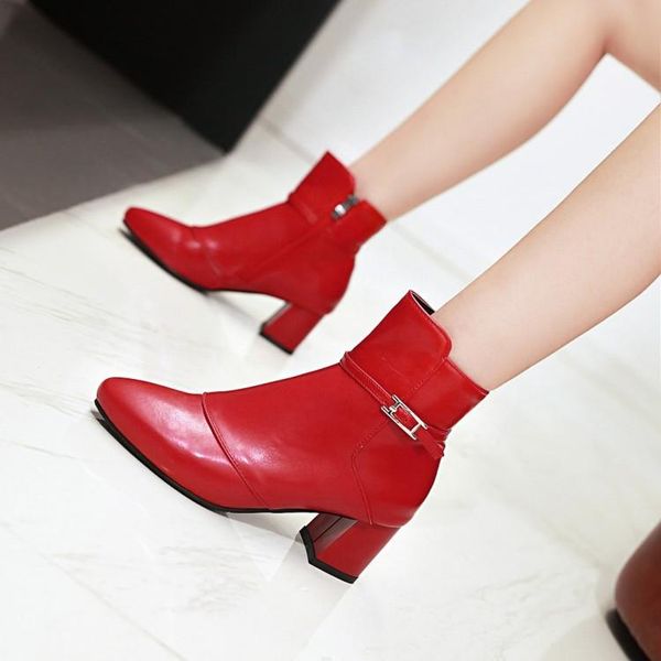 

boots big size 9 10 11-13 women shoes ankle for ladies woman winter metal trim solid color, Black