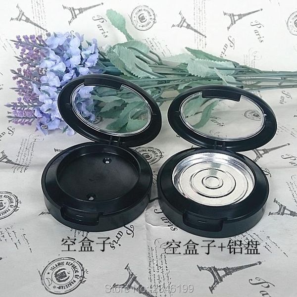 

30pcs/lot double layers eyeshadow powder case, matte black blush cosmetic container with two layers, 44mm box storage bottles & jars
