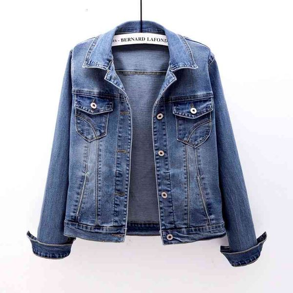

jacket plus size slim elastic short denim women outerwear spring vintage washed blue jeans jacket coat female chaqueta mujer, Black;brown