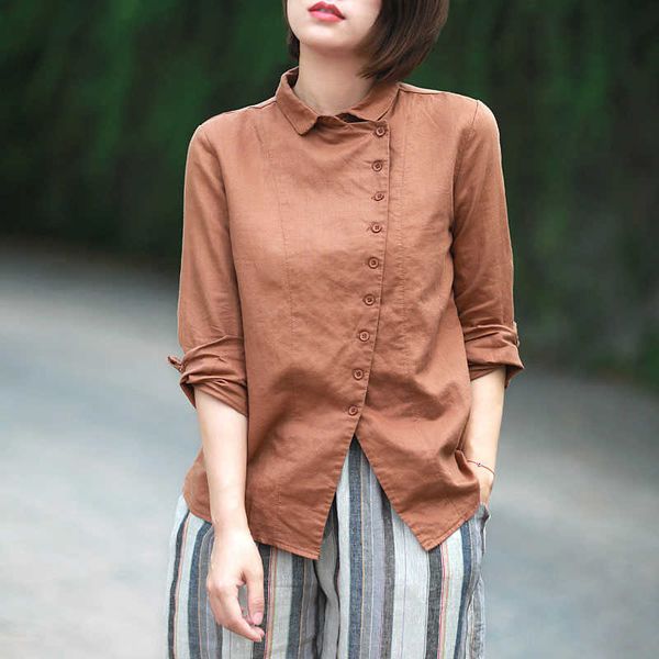 

irregular design women spring autumn style blouses shirts lady casual long sleeve turn-down collar blusas df1908 210609, White