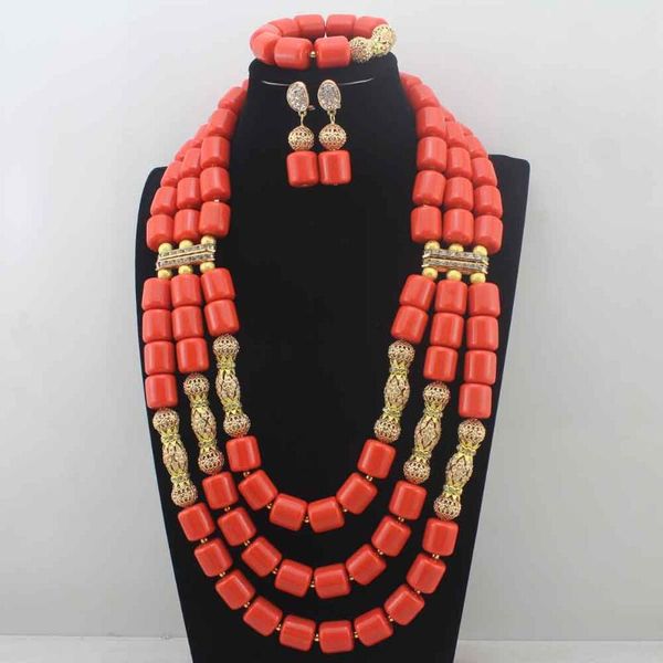 

earrings & necklace artificial coral beads bridal jewelry set dubai african wedding women costume e0085, Silver
