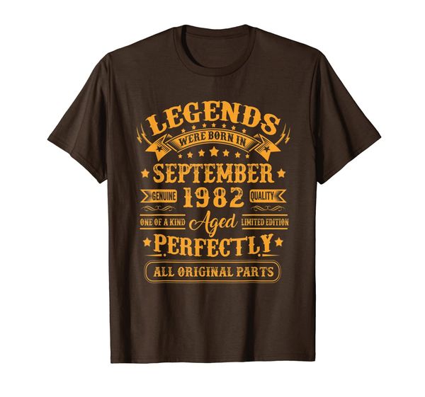 

legends were born in september 1982 37th birthday gift t-shirt, White;black