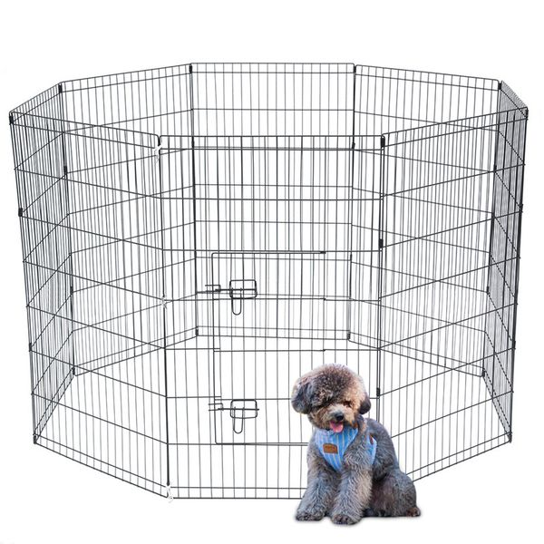 

cat houses ktaxon 42" tall wire fence dog folding exercise yard playpen (black)