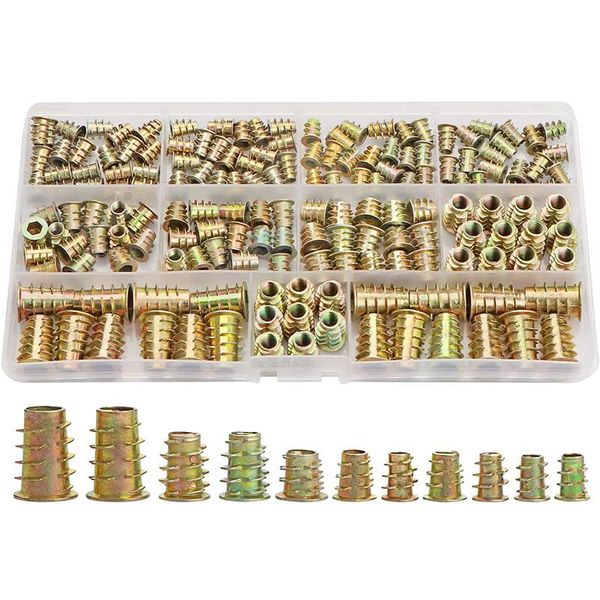 

bath accessory set threaded inserts nuts, wood insert assortment tool kit, m4/m5/m6/m8 furniture screw bolt fastener(165 pcs)