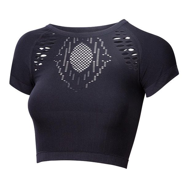 

yoga outfit women short sleeve sports crop quick-drying breathable running wotkout t-shirts fitness clothes