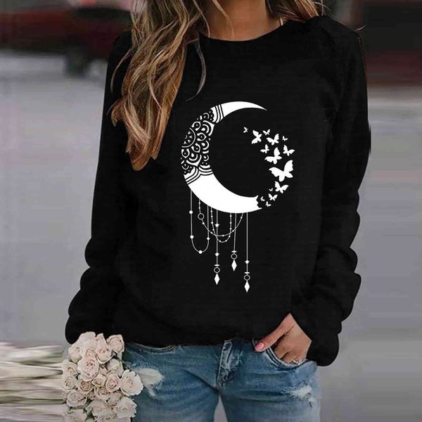 

aw2021 long sleeve printed raglan crew neck women's sweater 123, Blue;black