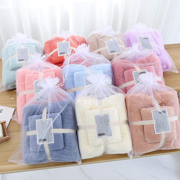 

towel coral velvet bath gift set thickened mother hand towels hair wrap for adults