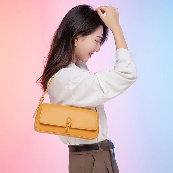 

solid smooth real leather women underarm bag luxury design ladies small shoulder bags female tote baguette purse handbag be03133 cross body