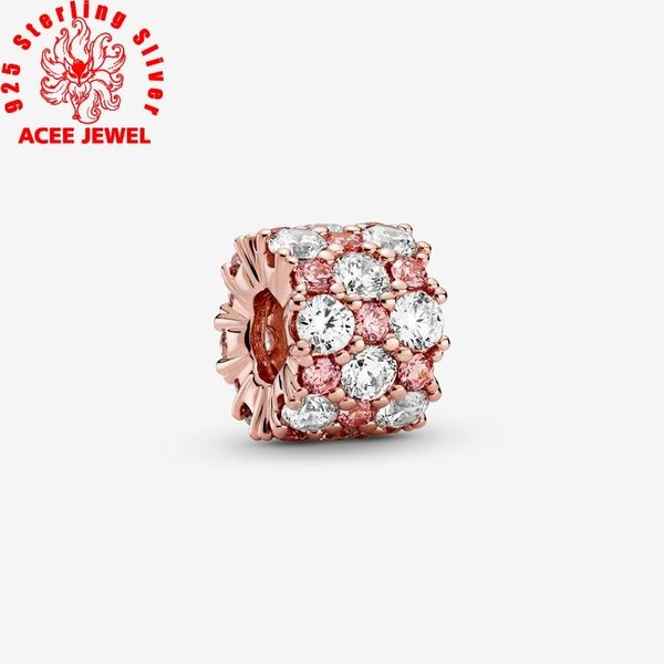

premium genuine 925 sterling silver beads pink & clear sparkling charms adapting original pandora bracelets women diy jewelry, Black