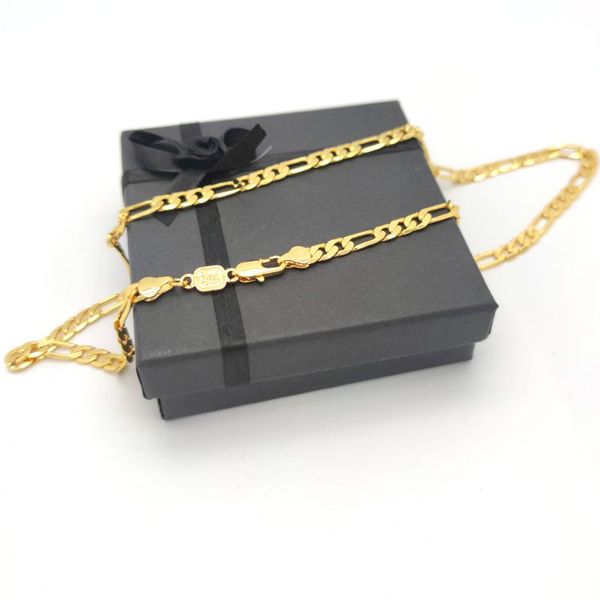 

stamp yellow gold filled 6mm classic solid curb figaro chain necklace 20" pendant necklaces, Silver
