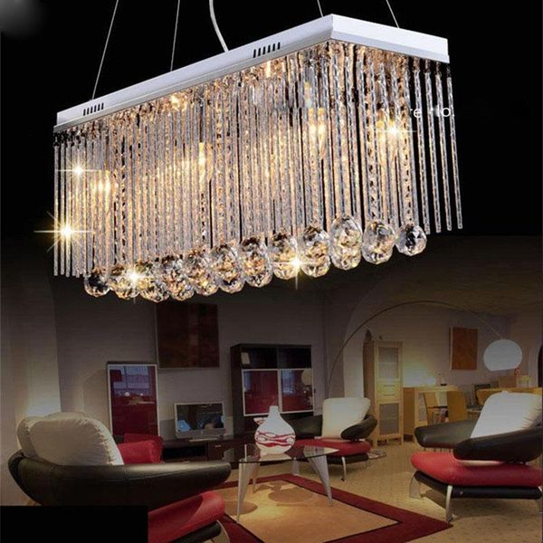 

chandeliers modern 6leds bulb square pendant 90v ~260v suspend restaurant k9 crystal chandelier light bedroom hanging lamp