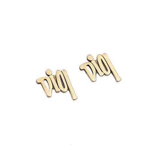 

d family style letter stud earrings no diamond, Golden