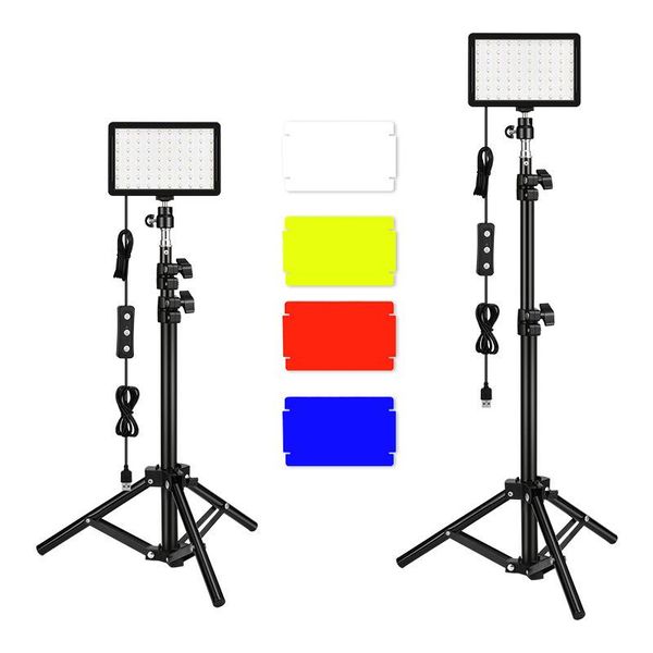 

flash heads usb led video light panel with 4 color filters dimmable brightness pography lighting kit for youtube studio shooting