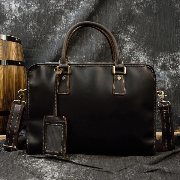 

mens double zipper handbag on case 15 16 inch pc notebook briefcase shoulder bag 100% man natrual cowhide male briefcases