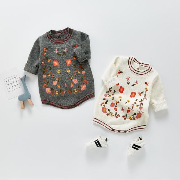 

rompers 2021 baby girls boys embroidery knitted romper autumn winter cotton babys jumpsuit 0-3 years, Blue