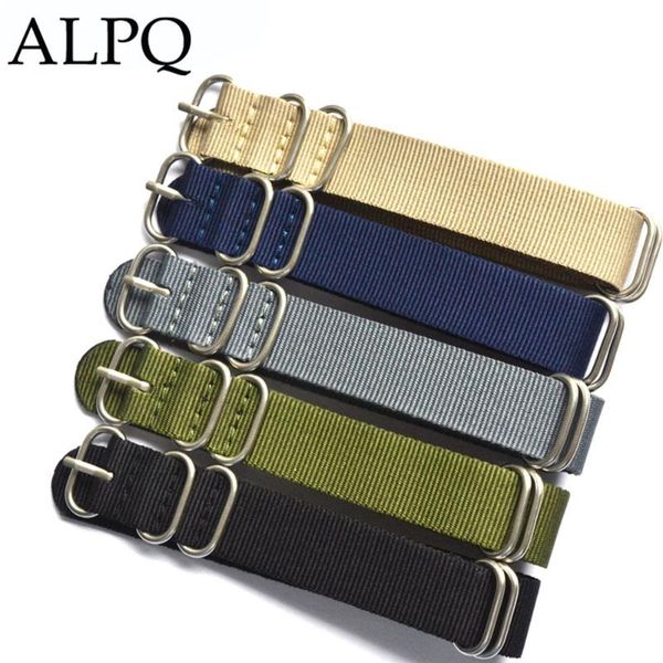 

watch bands alpq 5color nato nylon 18mm 20mm 22mm 24mm strap casual band wrist bracelet silver ring buckle sport watchband, Black;brown