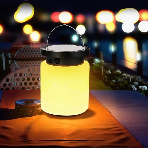 

solar lamps led colorful silicone lantern light usb dual power breathing outdoor lamp hanging powered