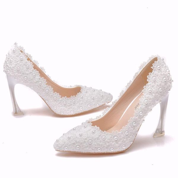 

dress shoes high-heeled shoes with white lace queen, wedding party and 4328, Black