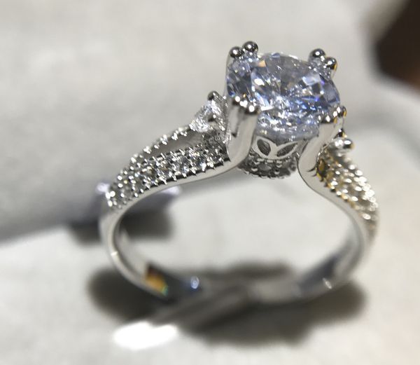 

lover gift antique diamonique cz zircon 18k white gold filled wedding finger party ring promise ring for lady, Silver