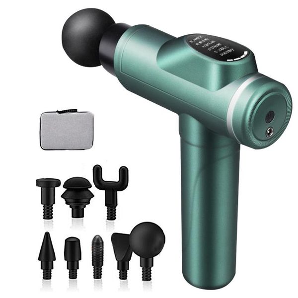 

massage gun lcd 8 heads muscle stimulator electric body massager green display deep mg55011