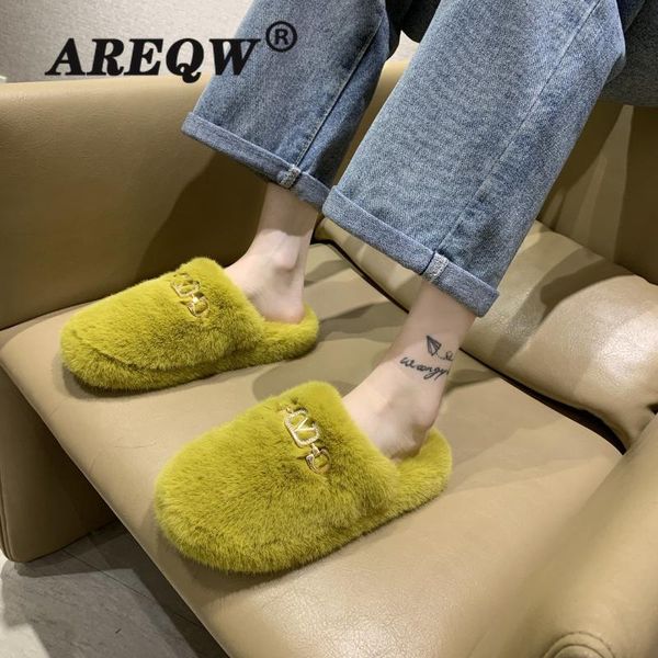 

women winter warm slippers indoor shoes for girls non slip soft funny cartoon furry slipper, Black
