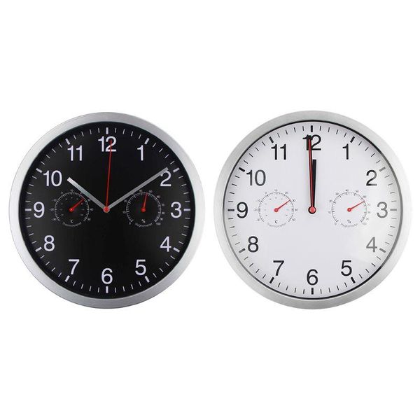 

metal silent quartz wall clock quiet sweep movement hygrometer clocks