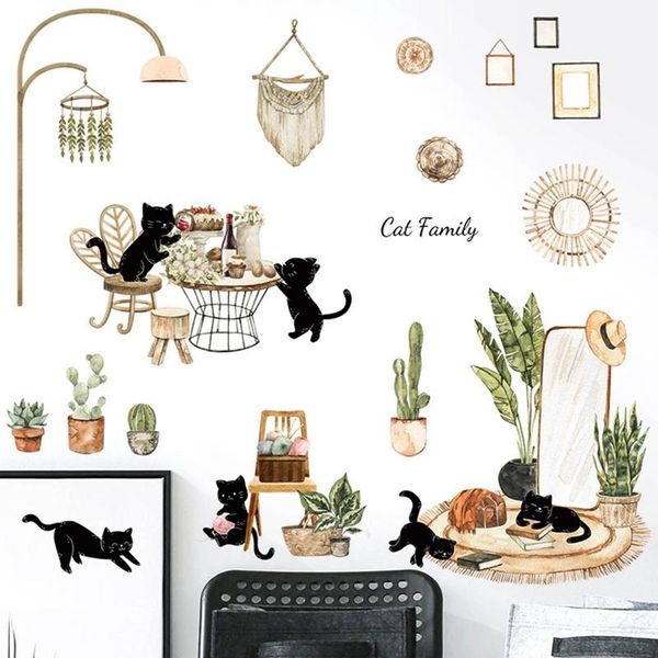 

wall stickers creative lazy black cat sticker home bedroom decoration murals art wallpaper
