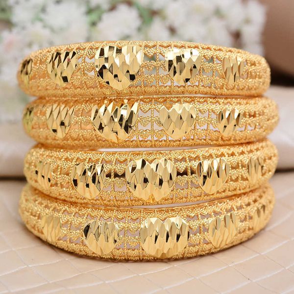 

annayoyo 4pcs india ethiopian bracelet bangles for women arab ethiopian africa dubai gold color bangle jewelry gift for women q0717, Black