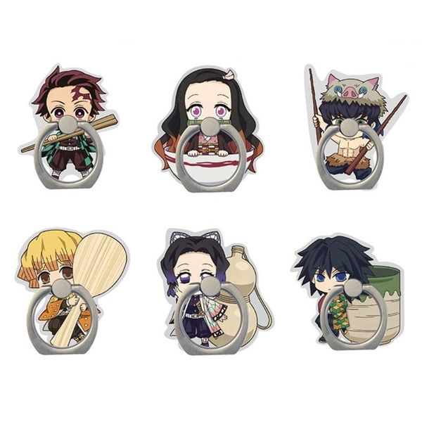 

cell phone mounts & holders anime demon slayer ring buckle cute cartoon character acrylic stand
