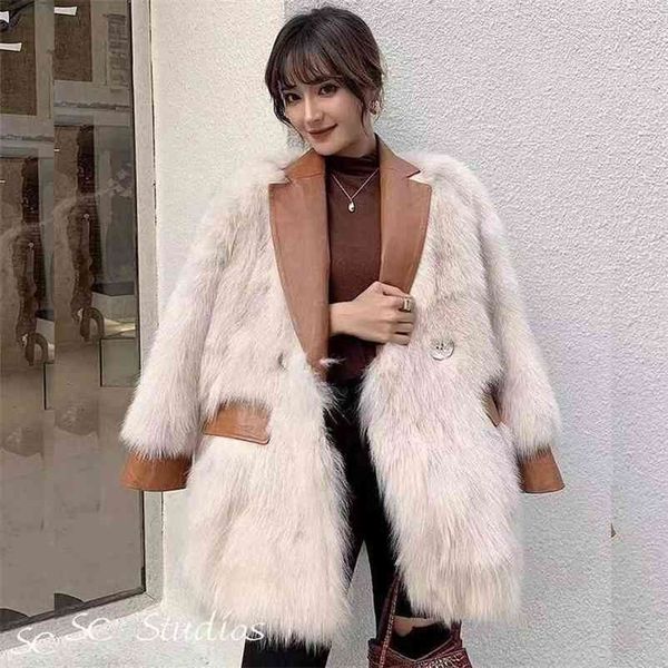 

winter women elegant solid faux fur coat vintage lady casual warm faux fur coats female long sleeve outerwears 210517, Black