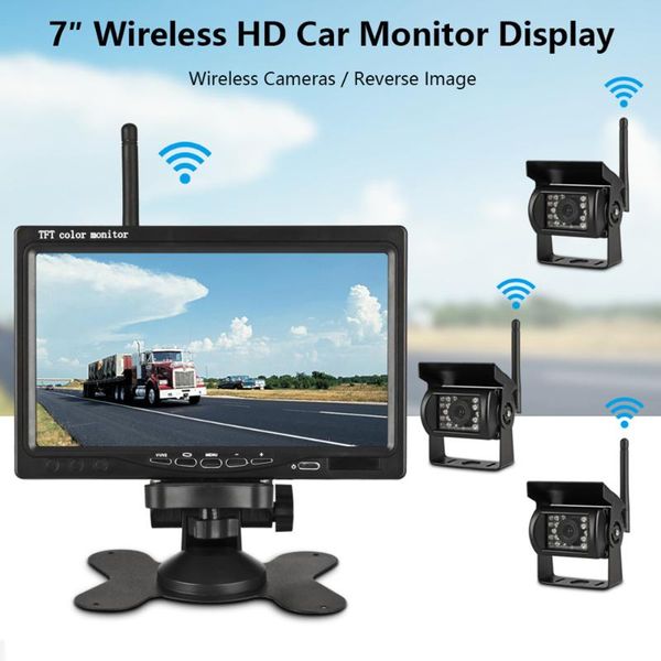 

car rear view cameras& parking sensors 7 inch wireless truck camera monitor reverse image with 12v-24v for trucks bus rv trailer excavator