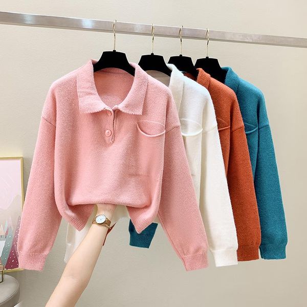 

women's sweaters pink knitted sweet korean style fashion pullovers for ladies autumn winter 2021 clothing sweater blouse female coat, White;black