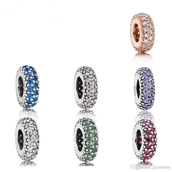 Gioielli di design Bracciale in argento 925 con ciondolo perline adatto a Pandora Braccialetti con diamanti ovali multicolor perline Charms in stile europeo con perline di Murano