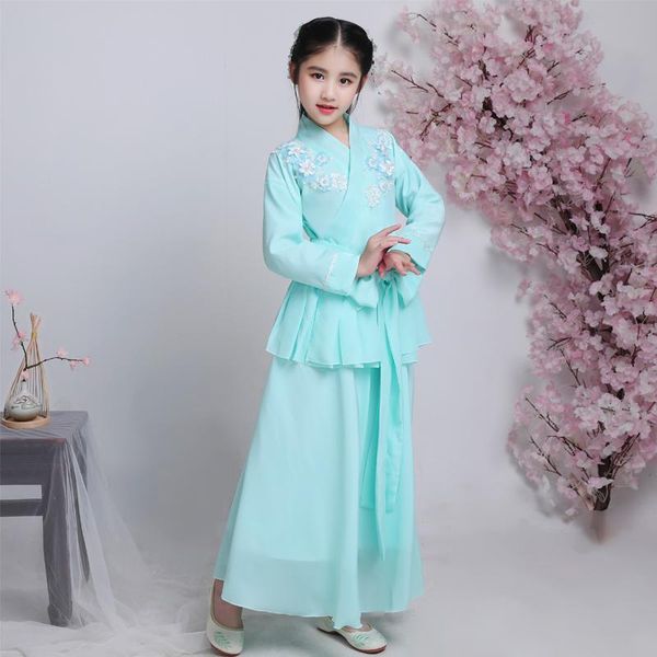 

stage wear children's ancient costumes chinese traditional tang dynasty hanfu dress for girls princess dance costume performance, Black;red