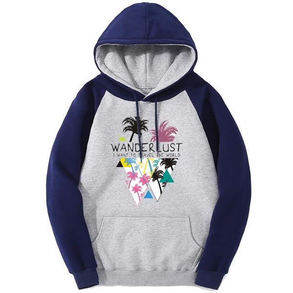 

women's hoodies & sweatshirts wanderlust coconut tree print womens clothing kawaii crewneck hoody fashion loose fleece raglan, Black