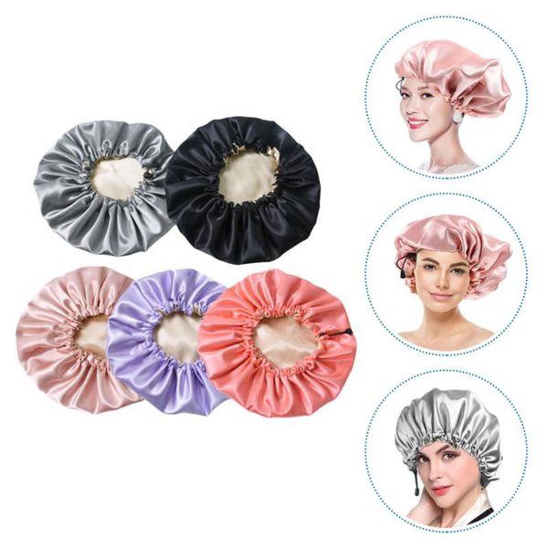 

shower caps 5pcs cap adjustable double-layer hair for sleeping hat