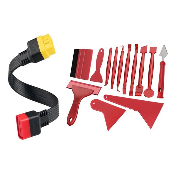 

professional hand tool sets 1 pcs car obd2 extension cable & 13pcs set auto wrap film tools squeegee scraper kit