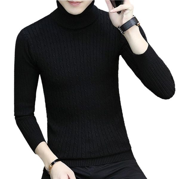 

men's sweaters men solid color sweater autumn and winter adults long sleeve high collar pullover, White;black