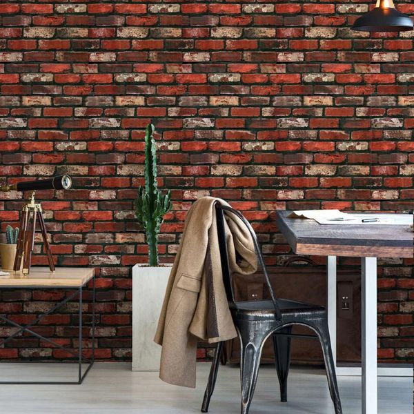 

peel & stick wallpaper vintage red bricklaying pattern self adhesive brick textured waterproof home decorative wallpapers