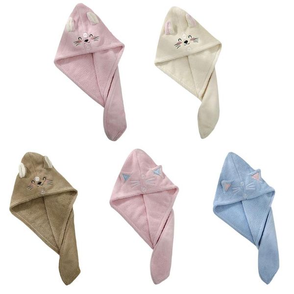 

towel t84f microfiber hair wrap cartoon embroidery buttons absorbent quick drying hat