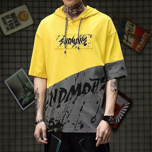 

japanese harajuku vintage patchwork graffiti print t-shirt men summer hip hop oversized t-shirts men, White;black