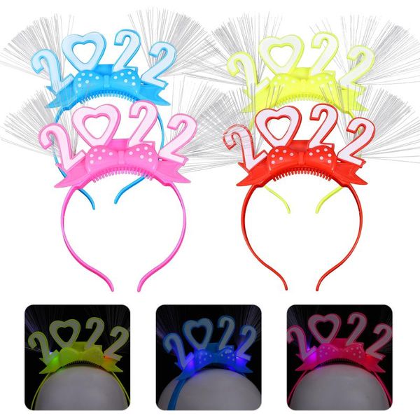 

party decoration 4pcs glowing year headbands 2022 luminous flashing hair hoops po props