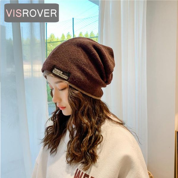 

beanie/skull caps visrover 7 colorways acrylic winter hat for woman solid color bonnet autumn beanies warm soft skullies cap gift, Blue;gray