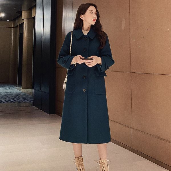 

women's jackets female blend of long wool harajuku solid winter women's all-match coat ladies streetwear korean style rjlf, Black;brown