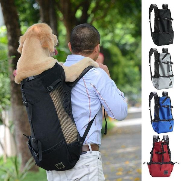 

pet dogs legs out carrier backpack double shoulder bag, easy-fit for travel hiking camping dog car seat covers