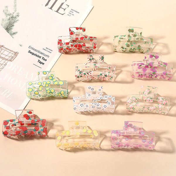 

cute transparent fruit plate hair catch clip back of head small hair clip fashion colorful clip woman jewelry, Golden;silver