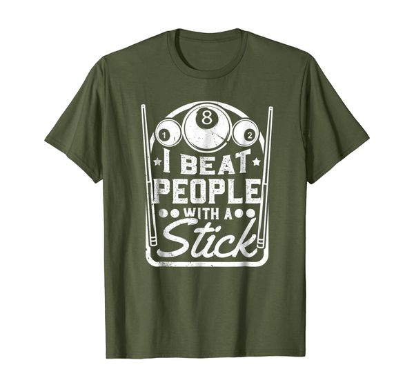 

i beat people with a stick funny billiards player gift shirt, White;black