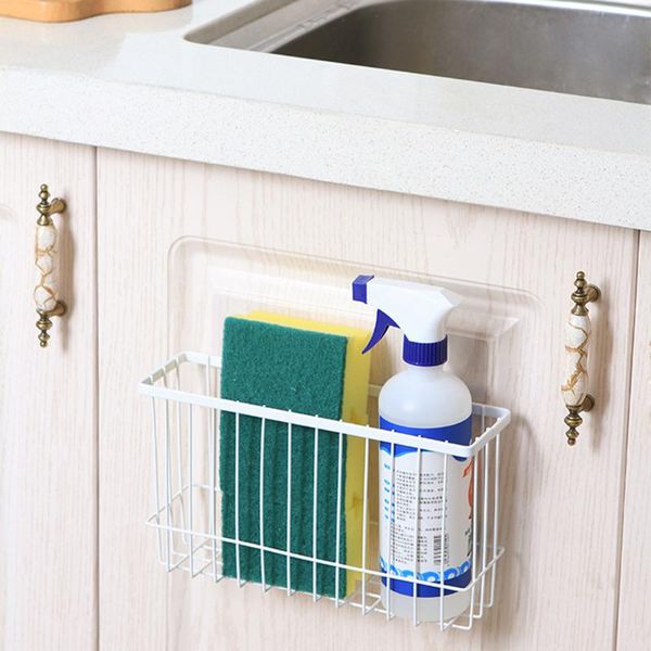 

hanging baskets iron wire basket bin storage rack self-adhesion kitchen bathroom mesh organizer sundries container panier de rangement
