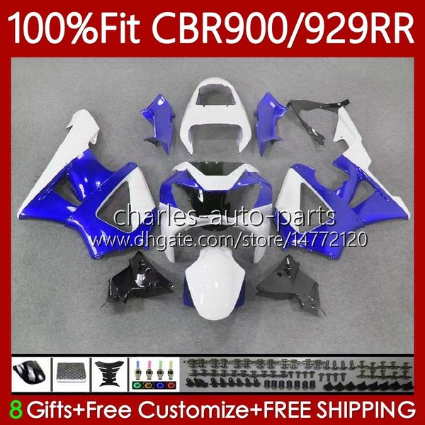 Corpo de molde de injeção para honda cbr900 cbr929 cbr 929rr 900rr 900 929 RR cc 00 01 carroçaria 68NO.35 900cc branco azul 929CC cbr929rrrr 00-01 cbr900rr 2000 2000 2000