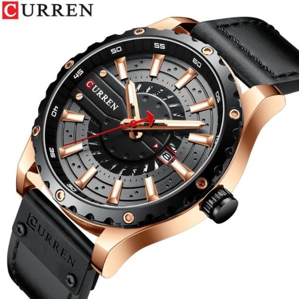 

wristwatches man watch curren brand casual leather for men fashion quartz clocks relojes para hombre, Slivery;brown